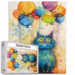 Пазлы Tucocoo Abstract Blue Cat Painting Colourful Balloons 1000 элементов DIY - Фото 1