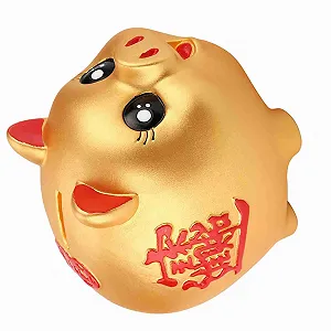 Копилка Поросенок Силиконовая 12,5 см Золотистая synthetic.ua - Фото 1