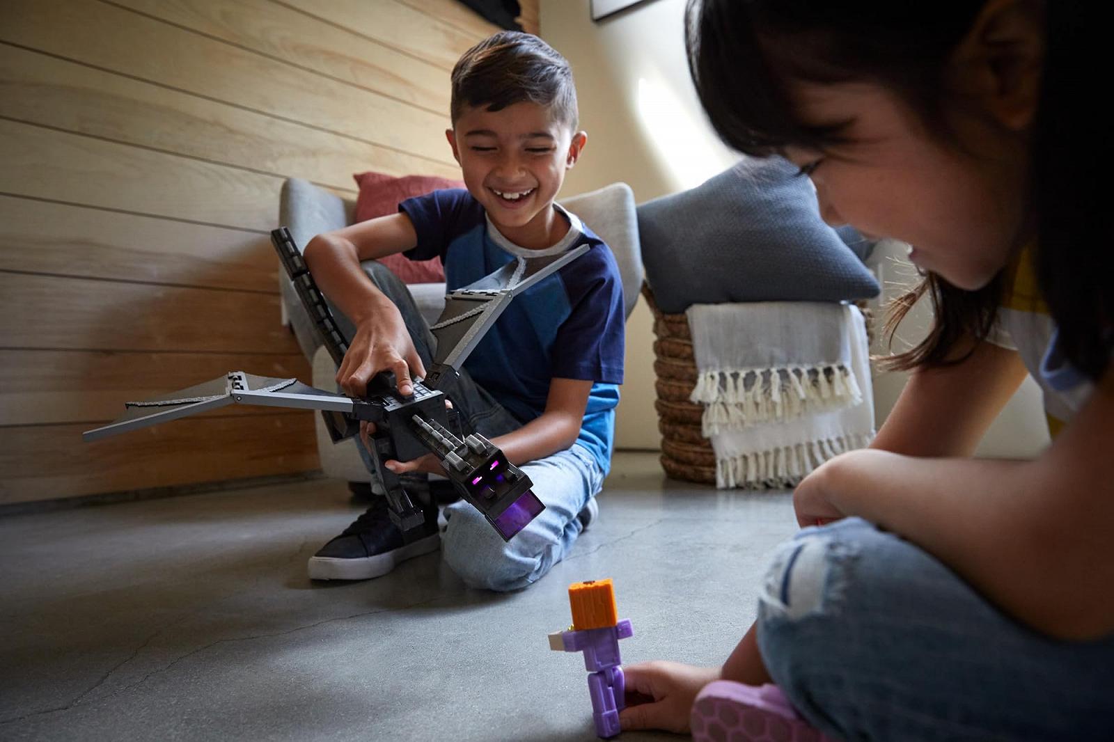 Набір фігурок Ender Dragon Mattel Minecraft HTN25, з підсвіткою, звуками та димом, зі Steve та Enderman, масштаб до 8 см, фото №2