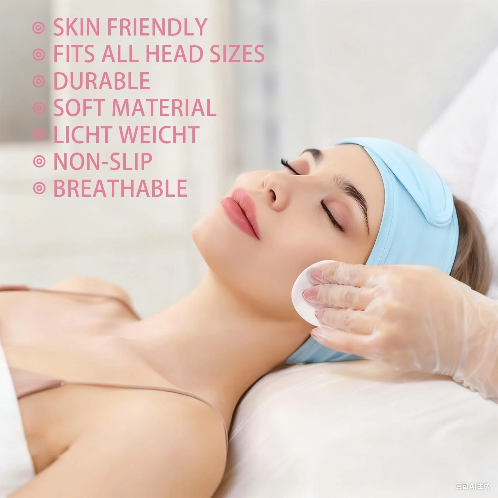 Косметична Пов'язка для Волосся Жіноча Рожевий, Блакитний, Білий, фото №3 Косметична Пов'язка для Волосся Жіноча Рожевий, Блакитний, Білий, фото №3