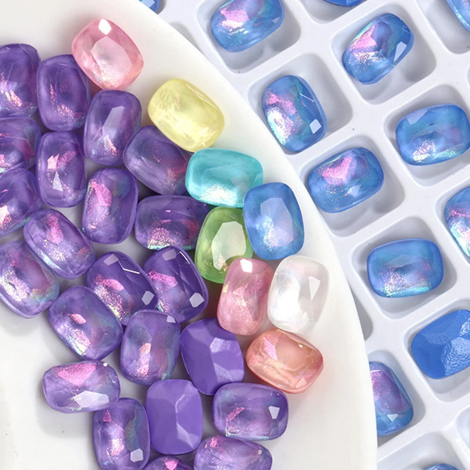 Стрази Прямокутні 6 x 8 мм Aurora Mokka Filletglas, 84 шт, випадковий колір, фото №5