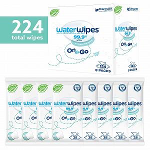 Салфетки WaterWipes Travel, 224 шт (8 упаковок), влажные салфетки на 99,9% на водной основе, идеально подходят для путешествий, лица и тела synthetic.ua - Фото 1