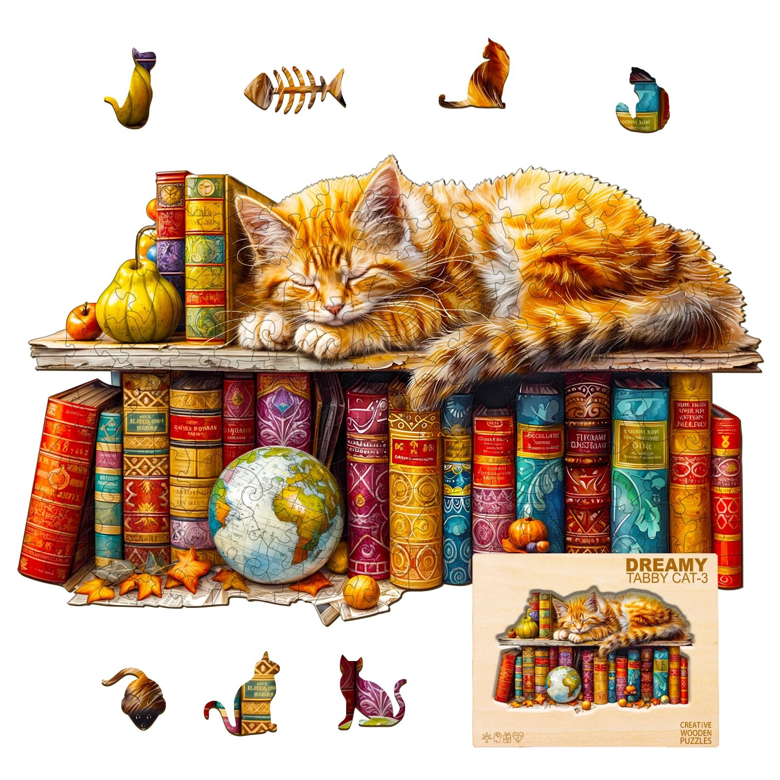 Деревянный пазл Sleepy Cat уникальные формы L-34 x 21.5 cm 235 деталей, фото №1