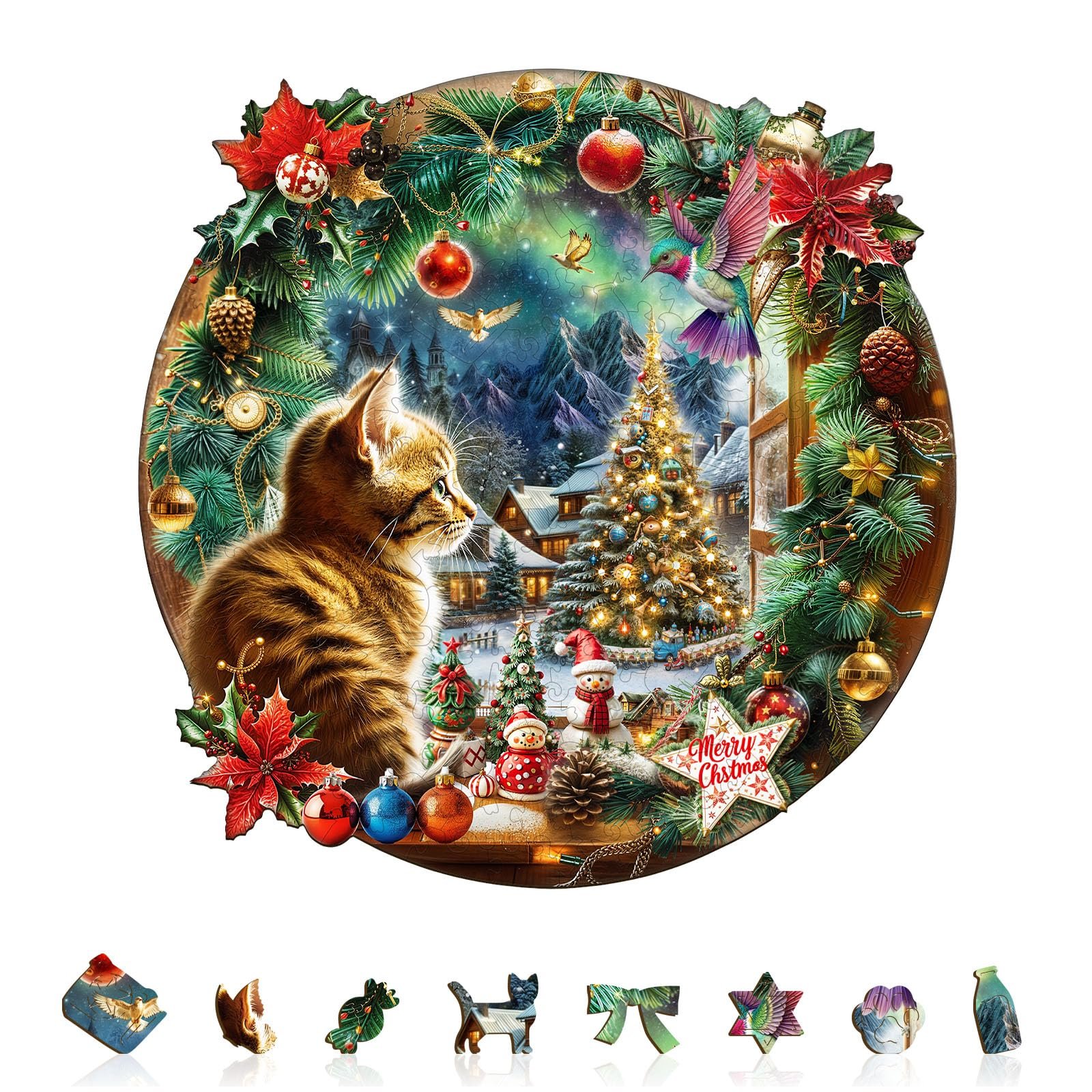 Деревянный 3D-пазл Christmas Eve Round Puzzle 270 элементов 34 x 33,9 см, фото №9