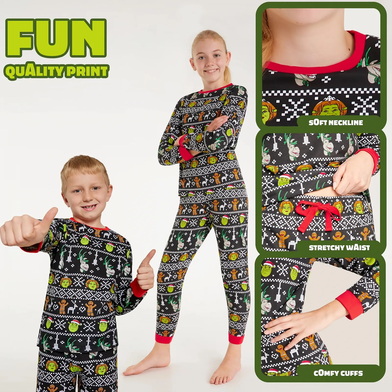 Комплект Різдвяних піжам Shrek для всієї родини, фото №4