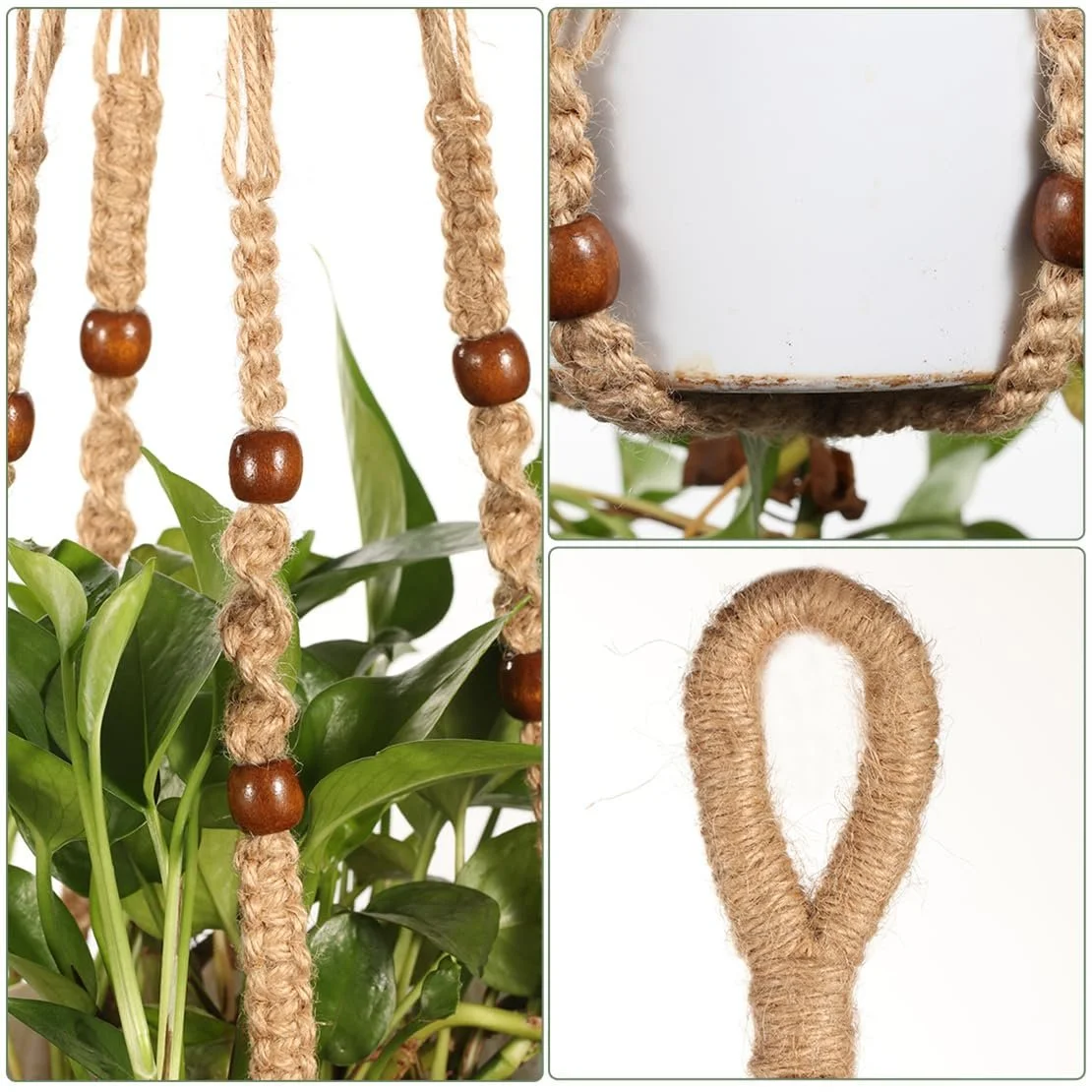 Подвес для растений LINXIU Макраме Деревянные бусины 89 см, фото №3