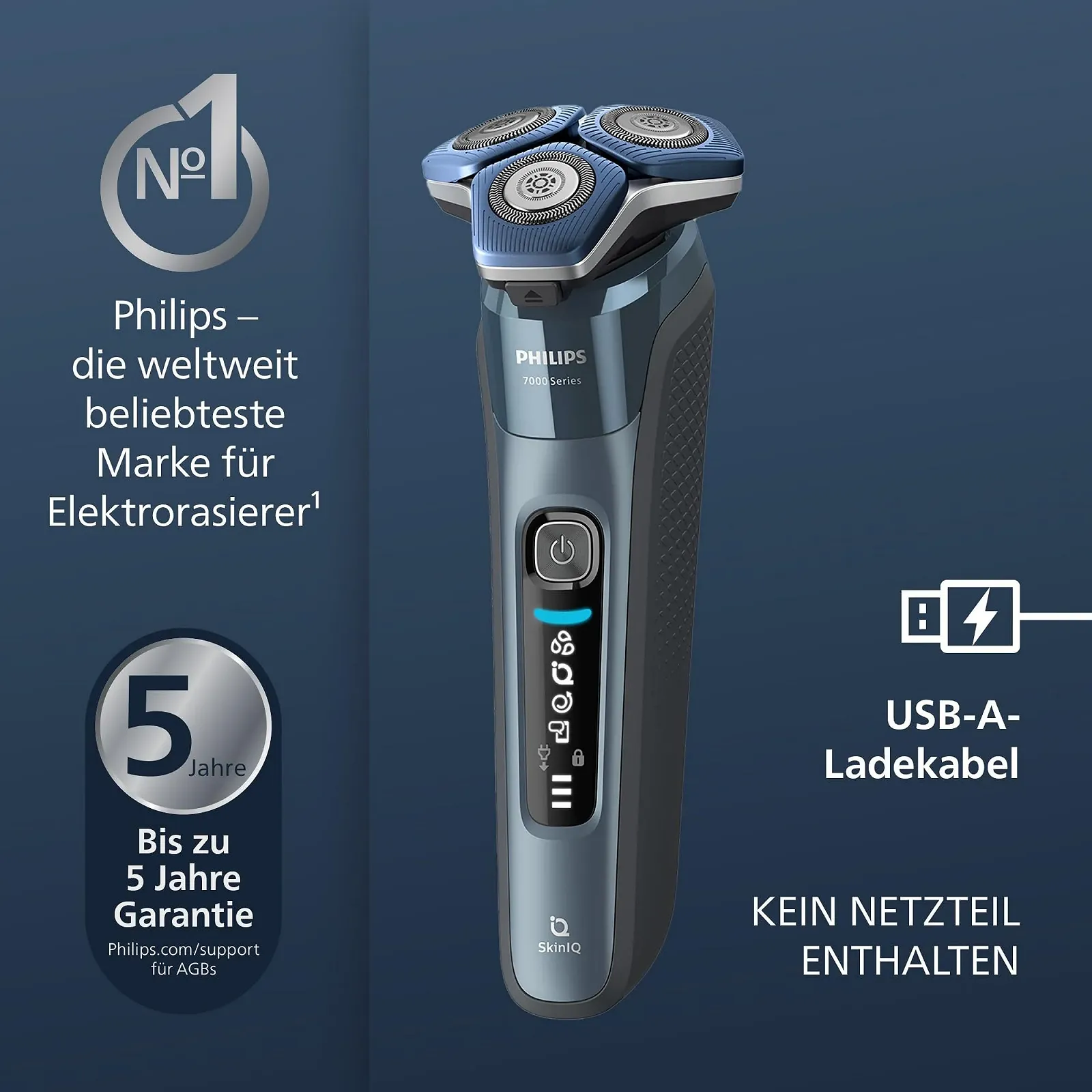 Електробритва Philips Series 7000 S7882/54 для вологого та сухого гоління Ice Blue, фото №2