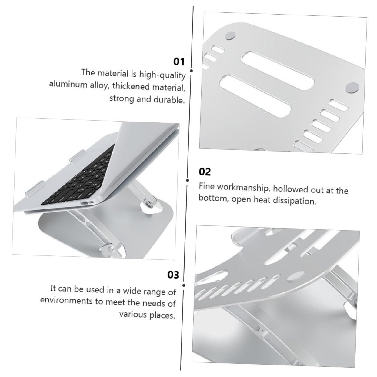 Підставка для ноутбука NUOBESTY Регульована Портативна Складана Алюмінієва, фото №8