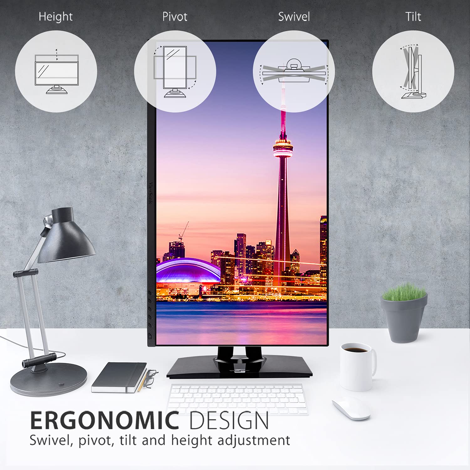 Монитор Viewsonic VP2756-4K 68.6 см (27 дюймов) 4K UHD IPS 100% sRGB HDMI DP USB-C Чёрный, фото №4