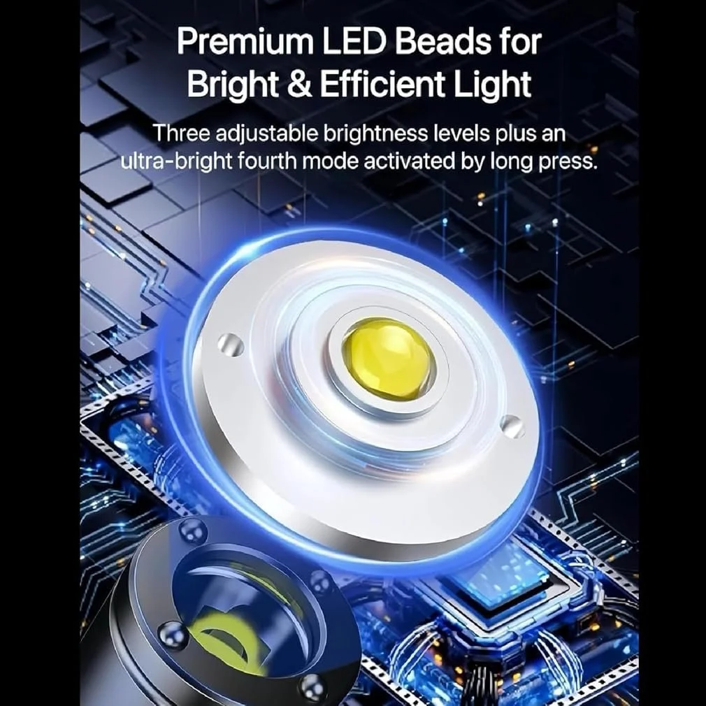 Міні ліхтарик-брелок LUCKKY Перезаряджуваний & Магнітний, Маленький з магнітами, LED тактичний із затискачем для капелюха, Багатофункціональний магнітний USB для зовнішнього використання, фото №3