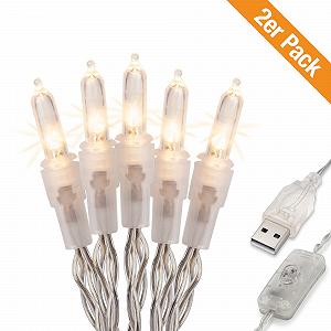 Внутренняя гирлянда Hellum 10 LED с переключателем и USB-соединением, 1,08 м, прозрачный кабель, теплый белый цвет (до 59 люмен), комплект из 2 штук synthetic.ua - Фото 1