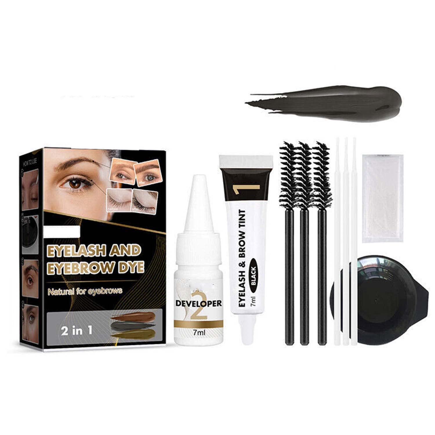 Набір Semi Permanent Eyebrow Tint Kit Eyebrow Eyelashes Tattoo Cream Eyelash and Eyebrow Coloring Kit Black, фото №1