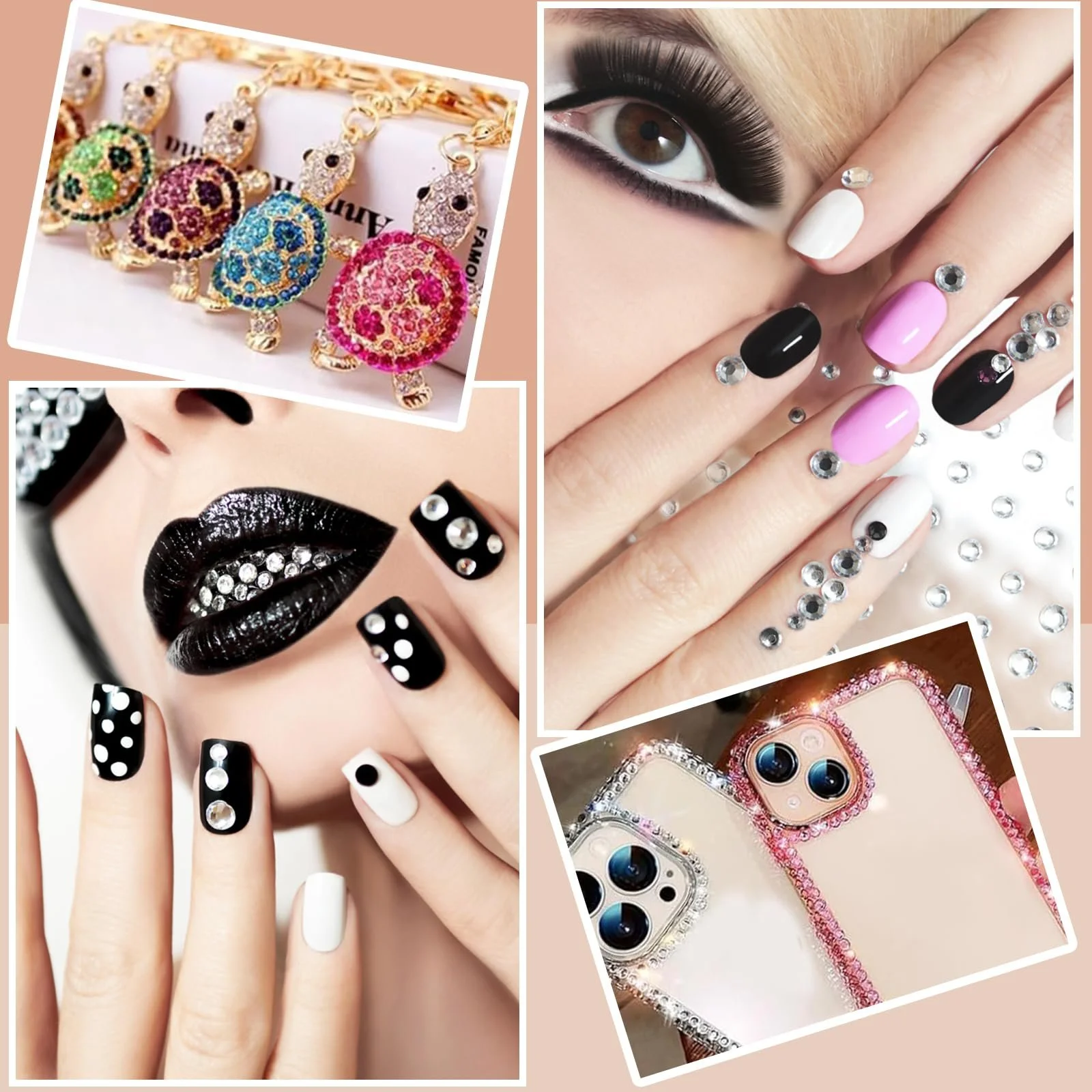 Набор самоклеящихся страз 3440 шт., 1720 круглых серебряных страз и 1720 черных блестящих драгоценных камней, 3/4/6 мм акриловых драгоценных камней для приклеивания, блестящие камни для украшения лица/ногтей/поделок, фото №2 Набор самоклеящихся страз 3440 шт., 1720 круглых серебряных страз и 1720 черных блестящих драгоценных камней, 3/4/6 мм акриловых драгоценных камней для приклеивания, блестящие камни для украшения лица/ногтей/поделок, фото №2