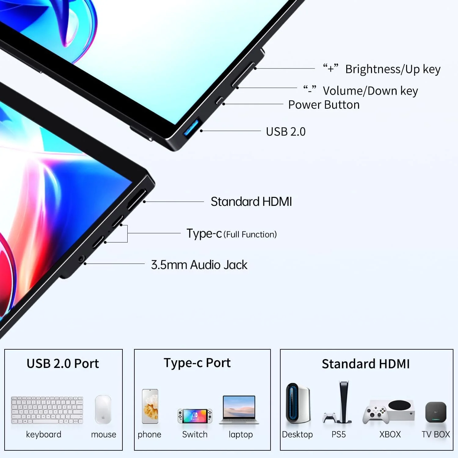 Монитор портативный сенсорный 15.6" CAPERAVE CF15T Full HD IPS 60 Гц, фото №5