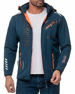 Софтшелл Куртка Geographical Norway Функциональная куртка Ветрозащитная куртка с капюшоном Ветрозащита Стойка-воротник Холодоотталкивающая Для активного отдыха Пешего туризма Кемпинга - Фото 1