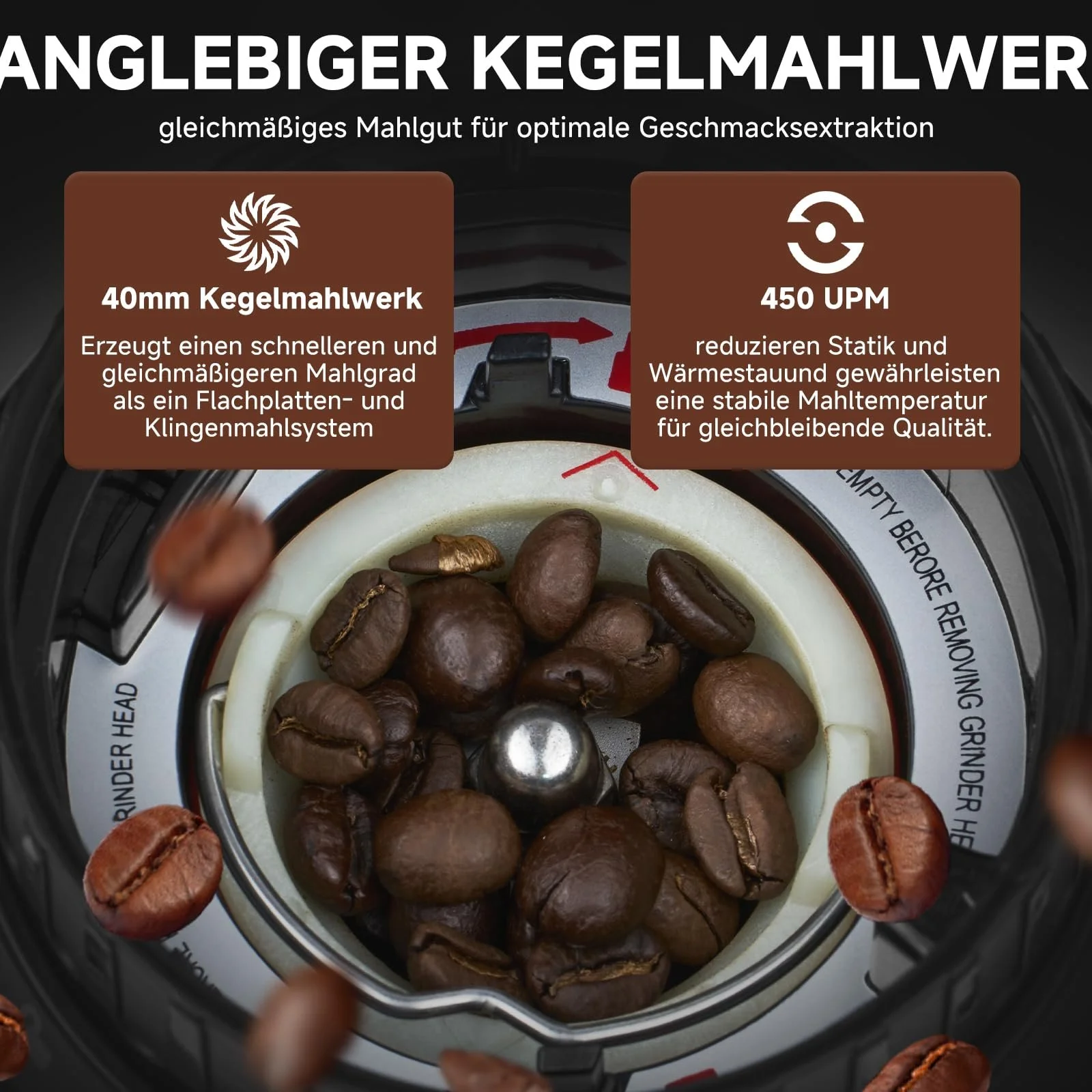 Кофемолка электрическая AMZCHEF с держателем для портафильтра и контейнером, кофемолка электрическая с портафильтром с 48 уровнями помола, фото №3 Кофемолка электрическая AMZCHEF с держателем для портафильтра и контейнером, кофемолка электрическая с портафильтром с 48 уровнями помола, фото №3