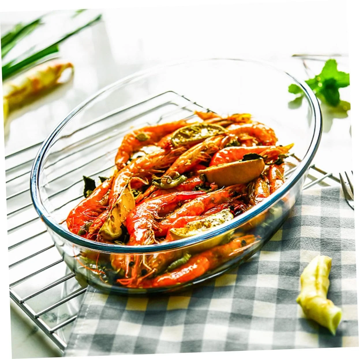 Форма для запекания стеклянная Lurrose Овальная Термостойкая Прозрачная, фото №7