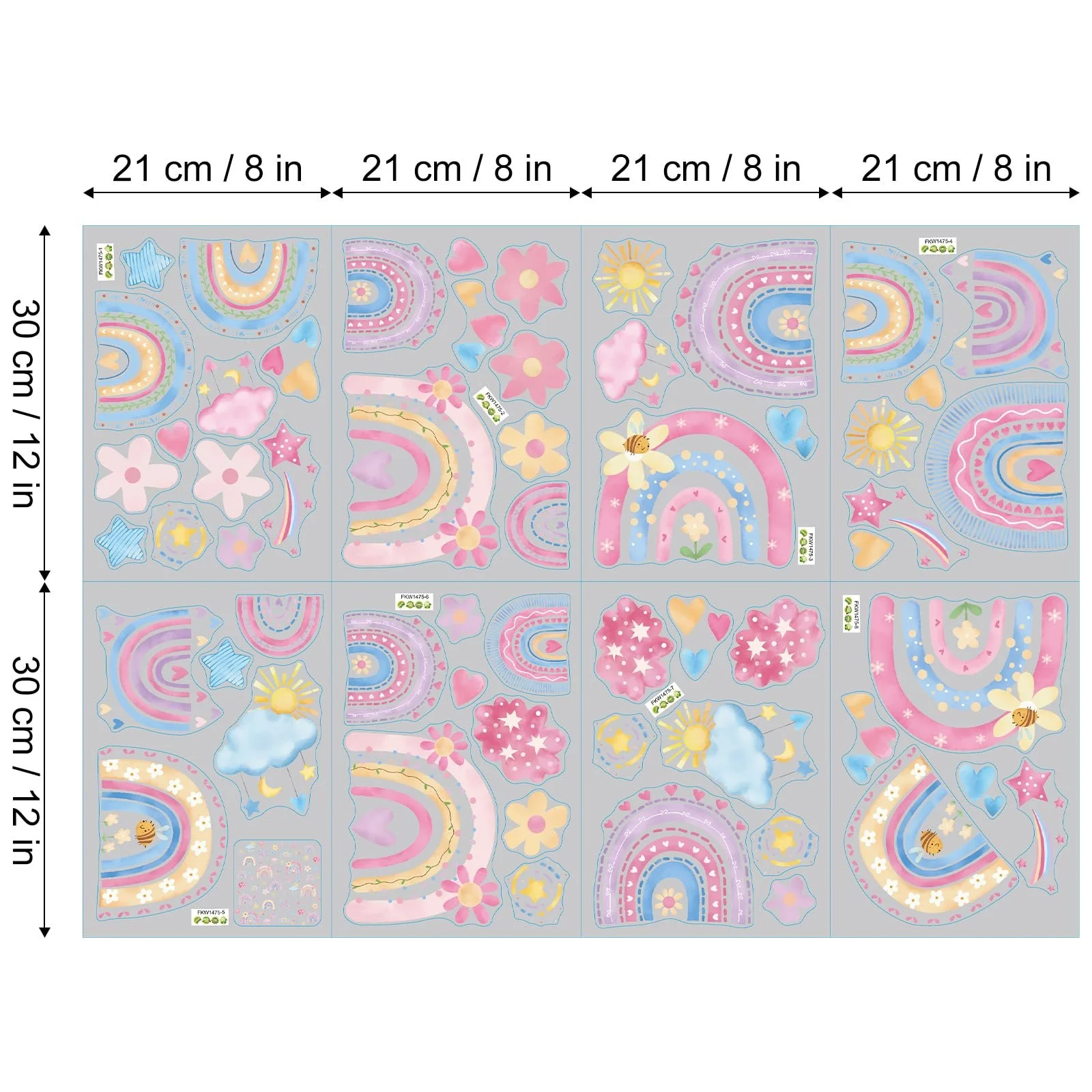 Наклейка на стіну DIY Веселка Квіти Хмари Рожева, фото №6 Наклейка на стіну DIY Веселка Квіти Хмари Рожева, фото №6