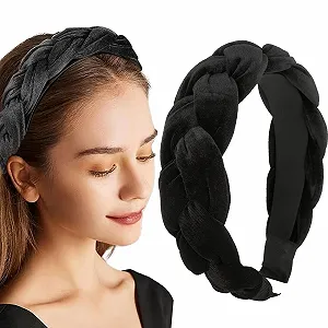 Обруч для волос женский Черный Бархатный - Фото 1