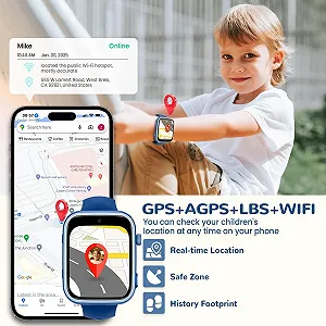 Детские смарт-часы 4G с видеозвонком, IP68 водонепроницаемые, голосовой чат, WhatsApp, WiFi, GPS, SOS, SMS, школьный режим, шагомер, будильник сна для девочек synthetic.ua - Фото 1