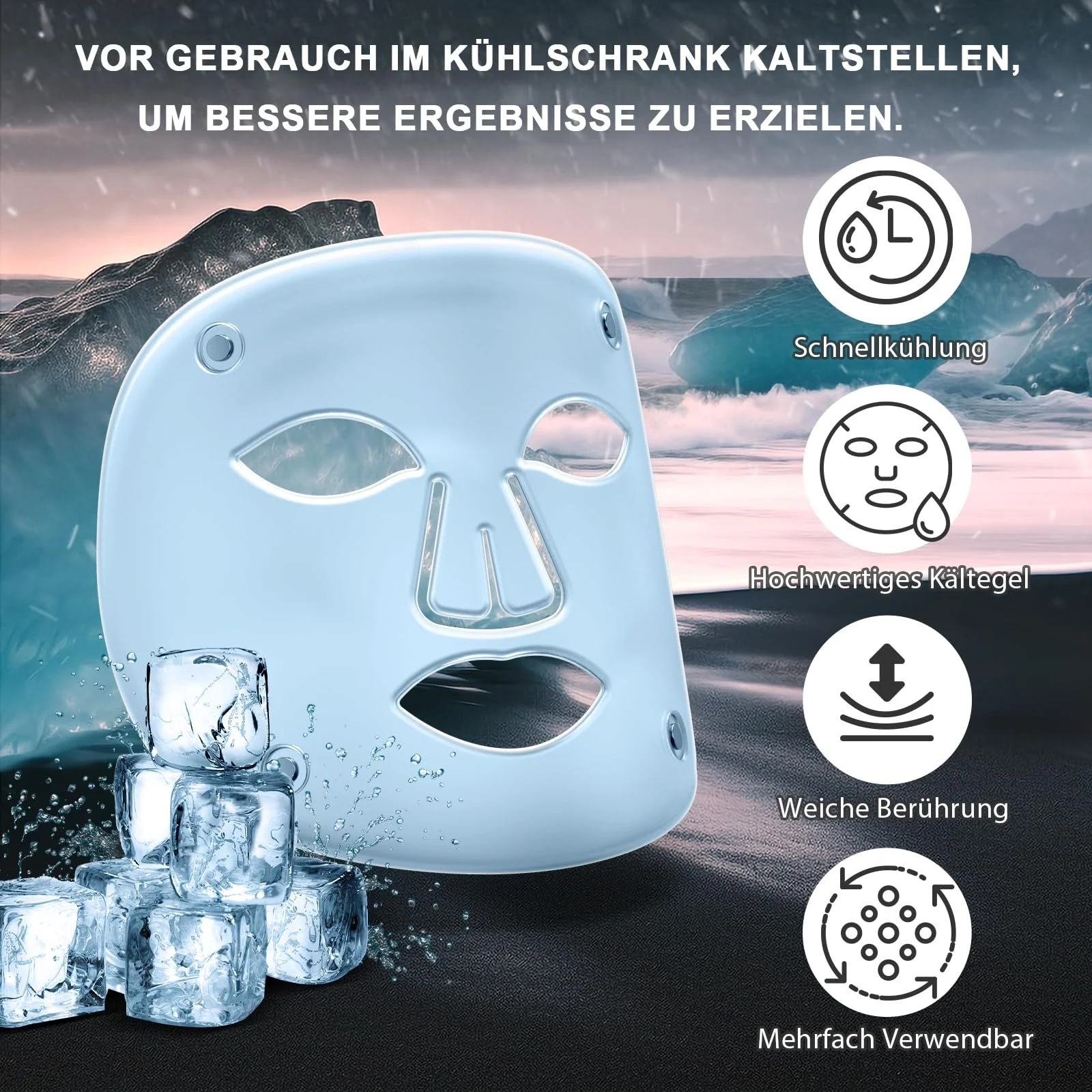 LED Лампа для обличчя з червоним світлом та охолоджуючою маскою, ближнє інфрачервоне світло + 7 кольорів LED, фото №3 LED Лампа для обличчя з червоним світлом та охолоджуючою маскою, ближнє інфрачервоне світло + 7 кольорів LED, фото №3