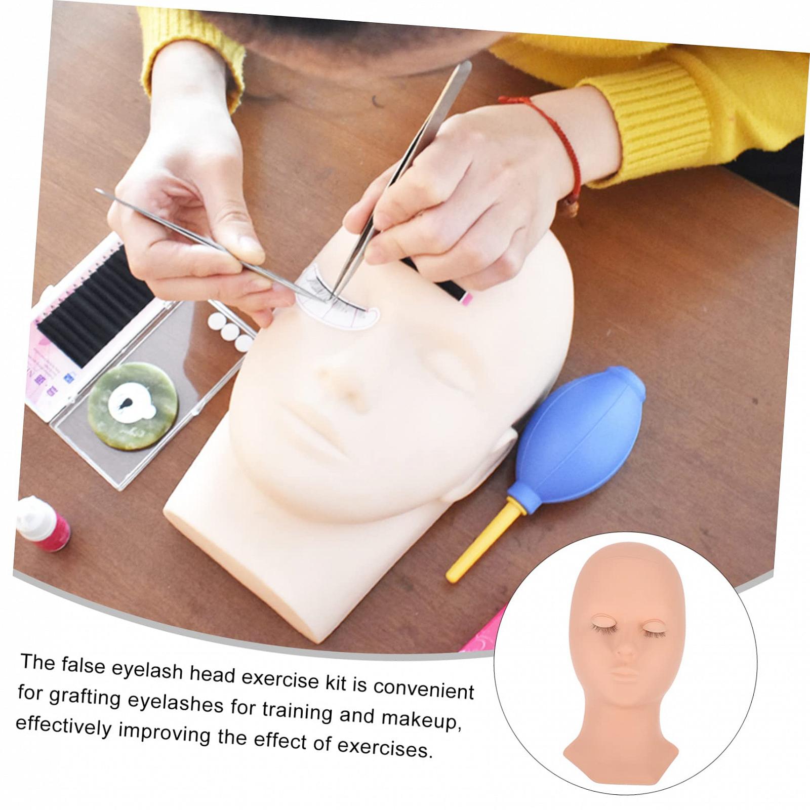 Голова-модель Angoily для практики ресниц и макияжа с короткими волосами с набором аксессуаров из силикона, фото №2 Голова-модель Angoily для практики ресниц и макияжа с короткими волосами с набором аксессуаров из силикона, фото №2