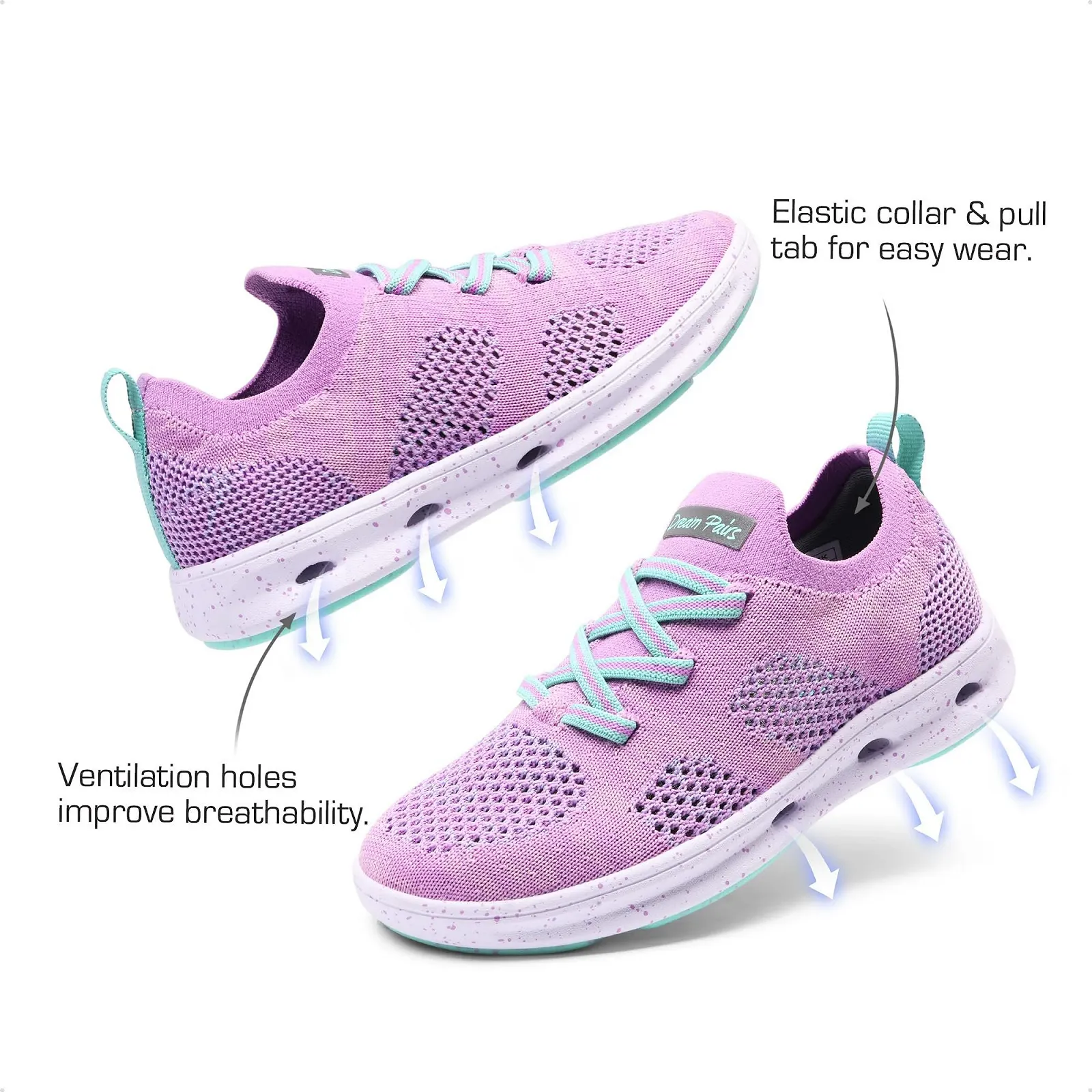 Кросівки DREAM PAIRS і дівчаток В'язані спортивні дихаючі легкі з низьким верхом нековзні для бігу, фото №3