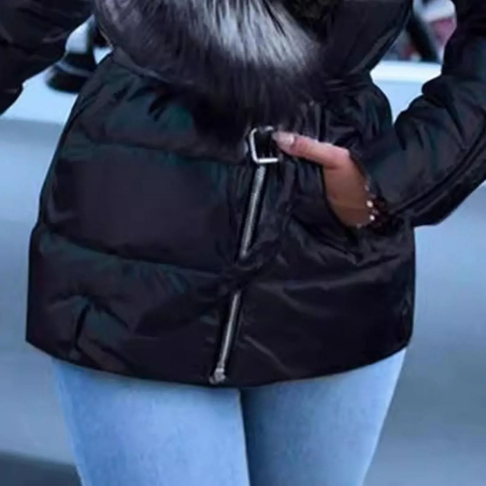 Пуховик с меховым воротником OULIWANGLUO Glitter Теплая зимняя, фото №4