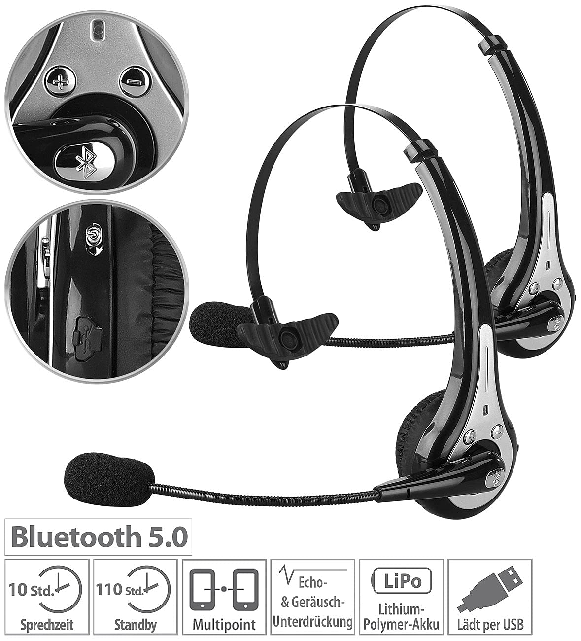 Наушники Callstel 2 шт. профессиональные моно с Bluetooth, шумоподавлением, фото №3