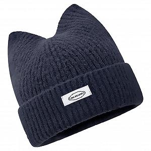 Вязаная зимняя шапка для женщин и девочек Ушки котика Черно-синий synthetic.ua - Фото 1