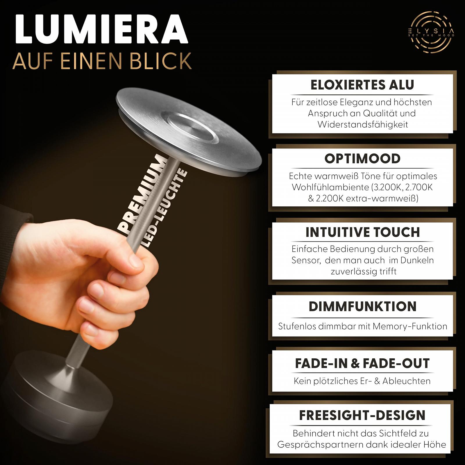 Настільна лампа ELYSIA LED Battery Dimmable USB-C IP54 Срібляста, фото №8