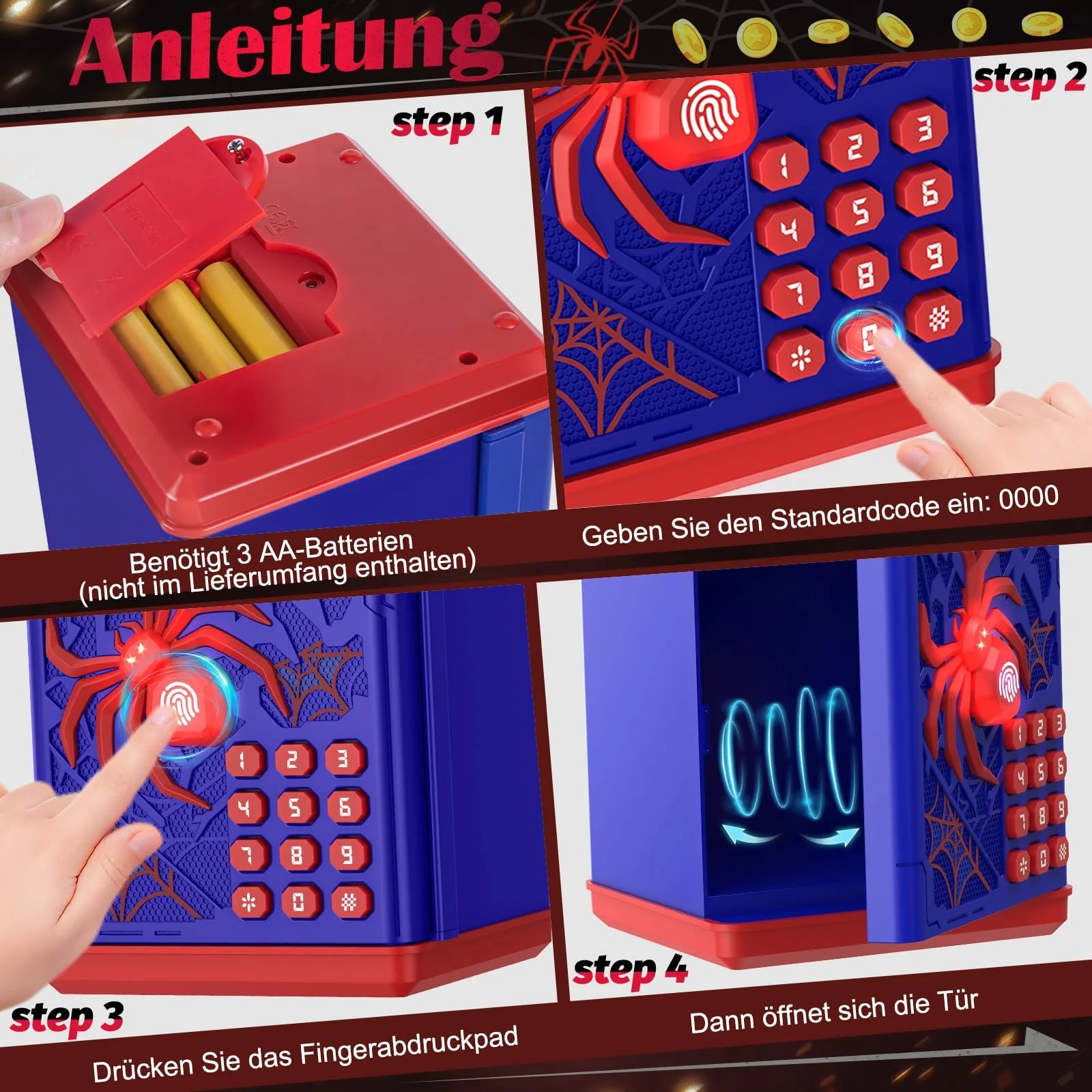 Скарбничка-сейф Spider електронна з кодовим замком та музикою, фото №5