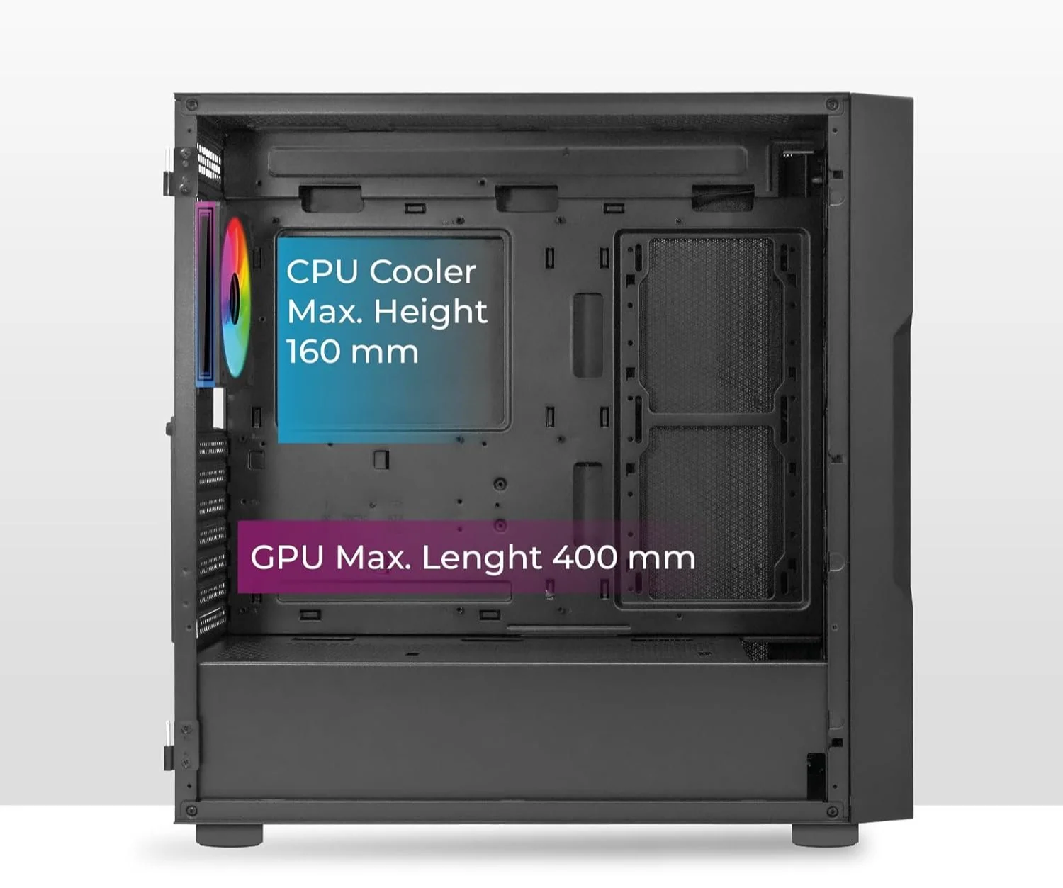 Корпус Noua Smash S1 Black / Mid-Tower / 4x120mm ARGB / Glass / без БЖ / Чорний, фото №3 Корпус Noua Smash S1 Black / Mid-Tower / 4x120mm ARGB / Glass / без БЖ / Чорний, фото №3