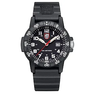 Часы Luminox Мужские Кожаные Sea Turtle Giant Blackout 44мм - Черные Дайвинг Часы Функция Даты 100м Водонепроницаемые - Фото 1