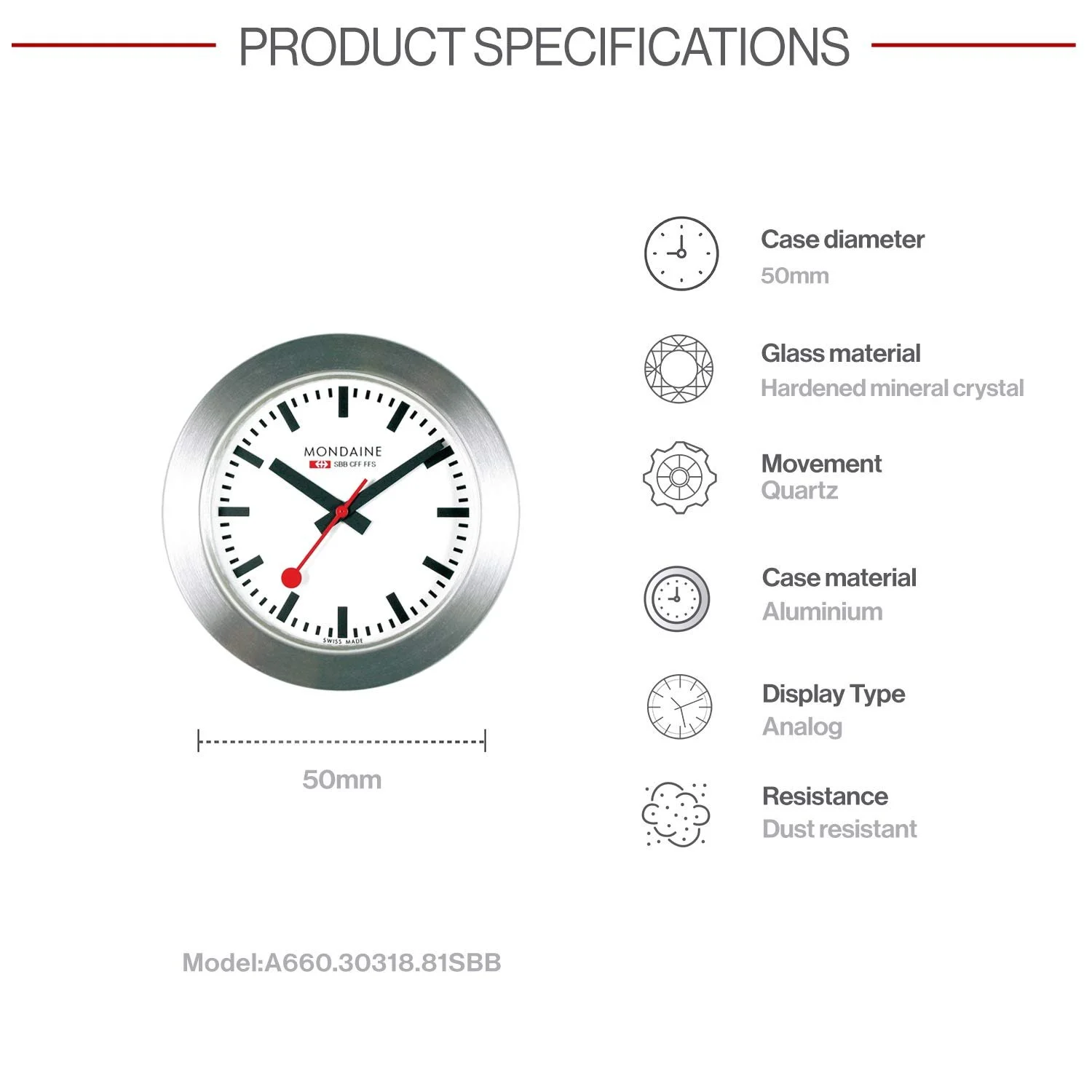 Часы Mondaine Мужские Кварцевые Аналоговые A660.30318.81SBB, фото №3 Часы Mondaine Мужские Кварцевые Аналоговые A660.30318.81SBB, фото №3