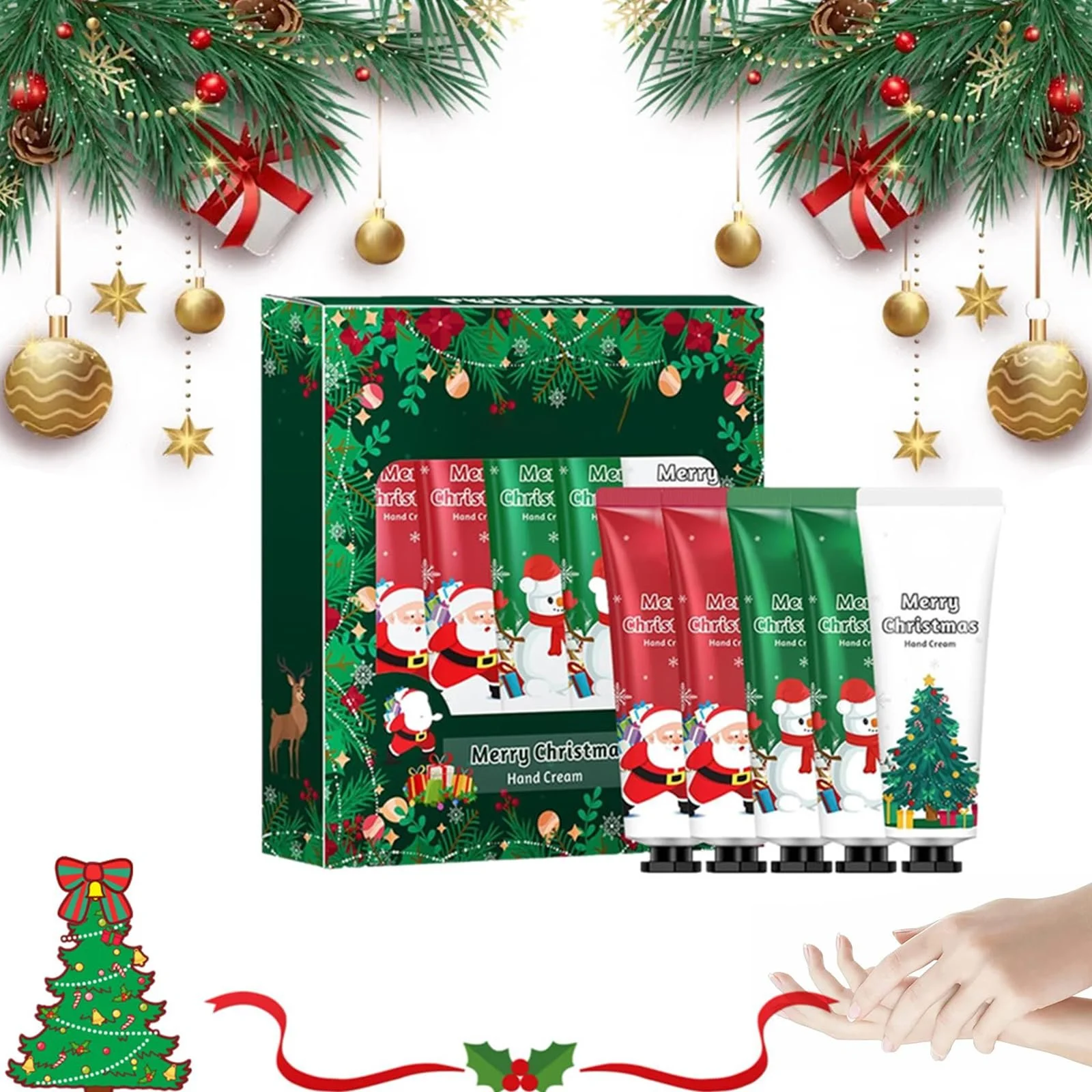 Набір Різдвяних Кремів для Рук, Міні-набір Кремів для Рук, 5 шт, фото №1 Набір Різдвяних Кремів для Рук, Міні-набір Кремів для Рук, 5 шт, фото №1