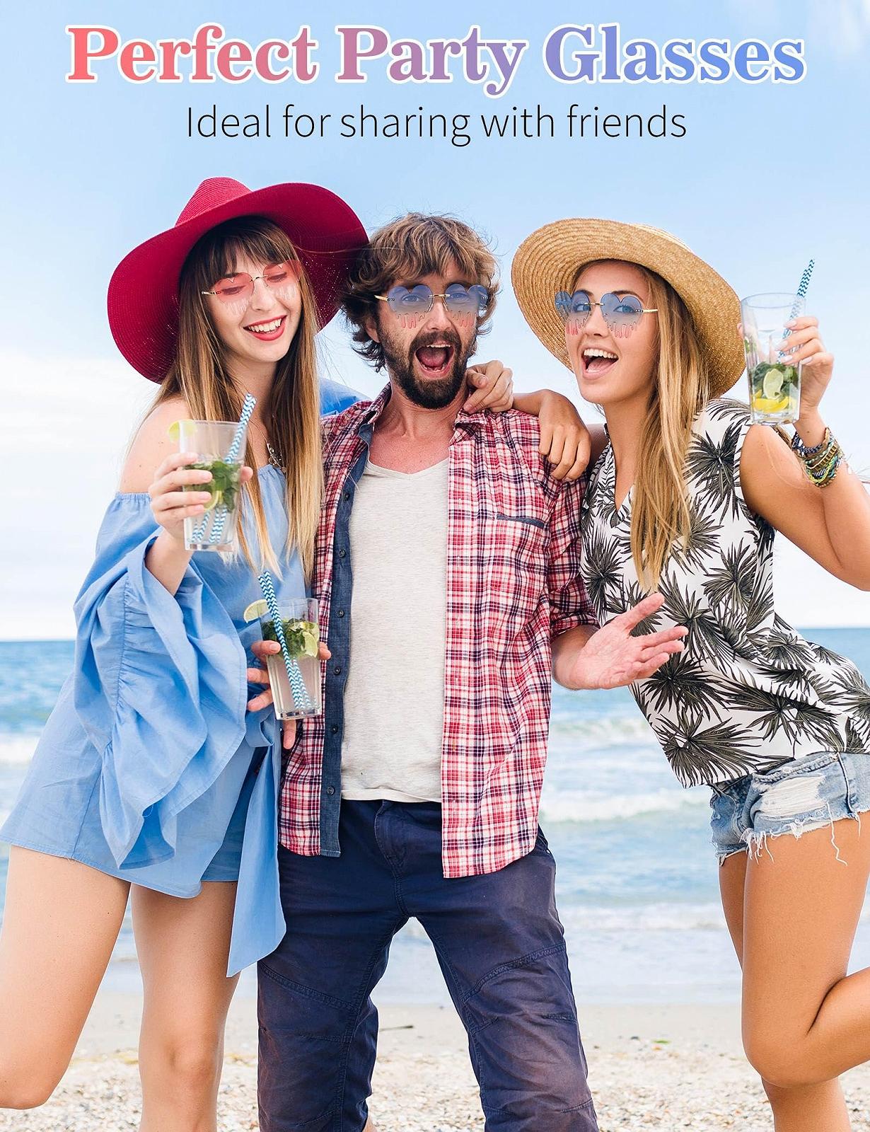 Солнцезащитные очки в форме сердца Becellen, 2 шт., разноцветные, фото №6