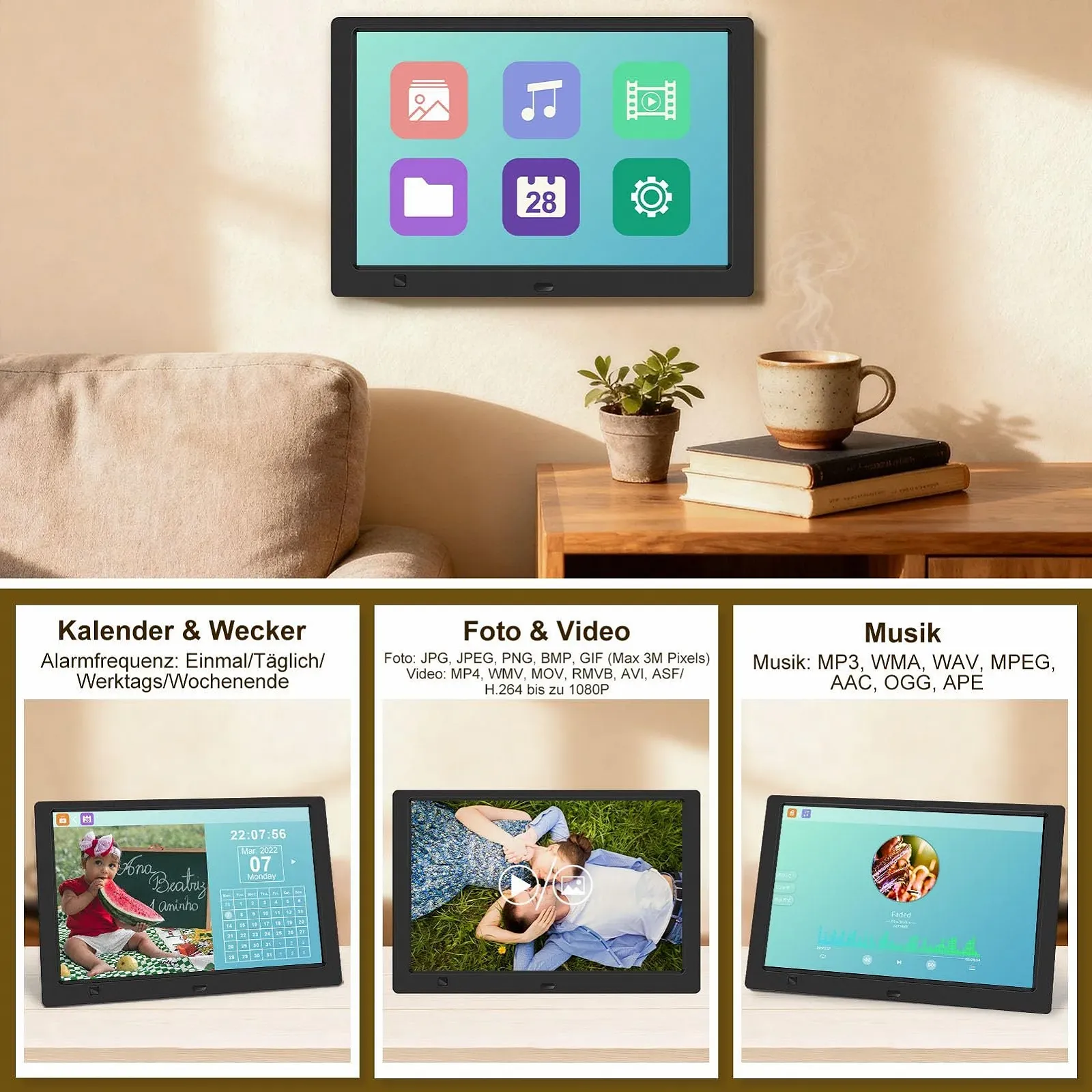 Цифрова фоторамка 10.1 дюйма 1920 x 1080 IPS 32 GB USB Motion Sensor No WiFi, фото №2 Цифрова фоторамка 10.1 дюйма 1920 x 1080 IPS 32 GB USB Motion Sensor No WiFi, фото №2