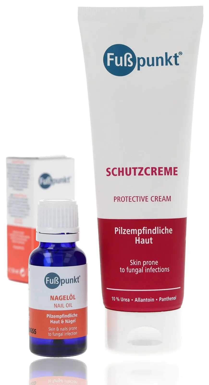 Набор для ног Fußpunkt Защитный крем 125 мл + Масло для ногтей 20 мл для чувствительной к грибку кожи, фото №2