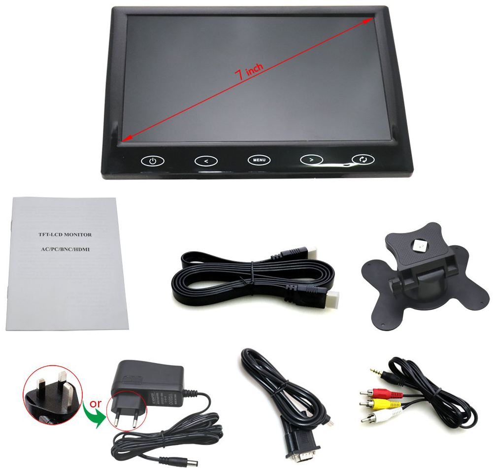 Монитор Wholev 7" VGA TFT 60 Гц, фото №7