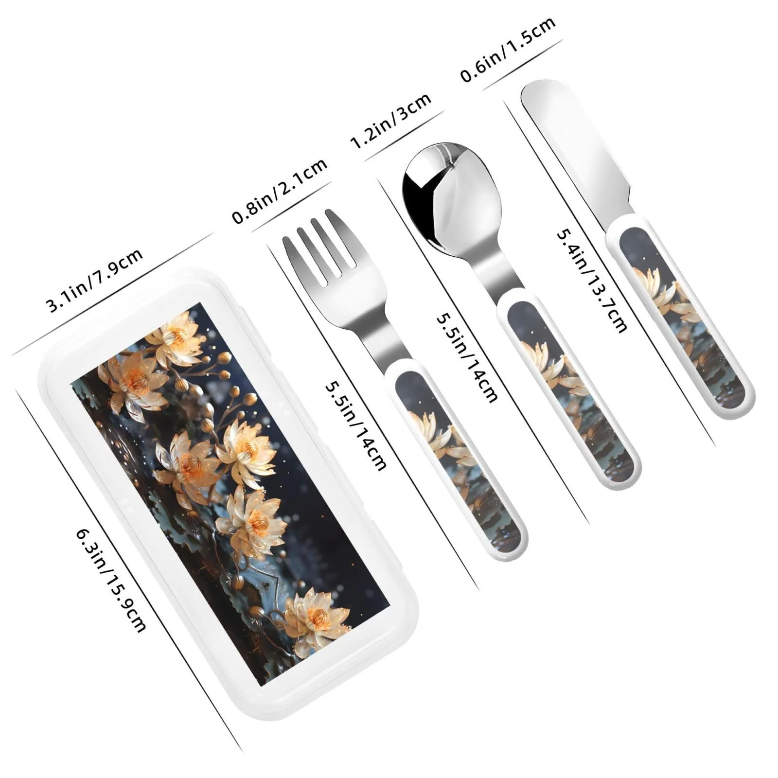 Дитячий набір столових приборів Bohemian White Lotus 3 предмети Багатофункціональний, фото №3 Дитячий набір столових приборів Bohemian White Lotus 3 предмети Багатофункціональний, фото №3