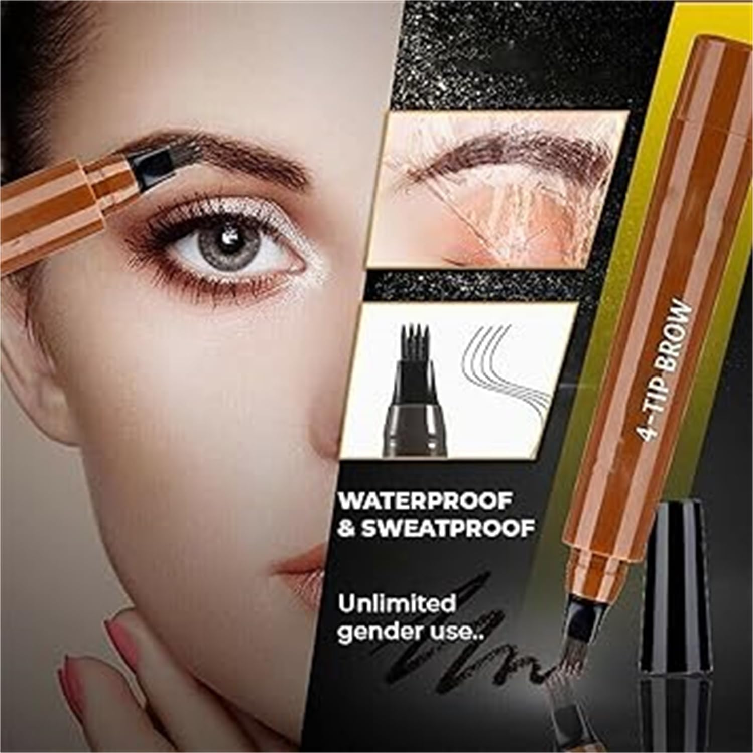 Ручка заповнювач водостійка для брів/бороди чорна, фото №6 Ручка заповнювач водостійка для брів/бороди чорна, фото №6