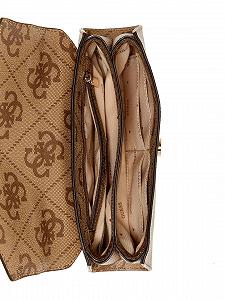 Сумка з верхньою ручкою GUESS Queensland Flap Latte Logo synthetic.ua - Фото 1