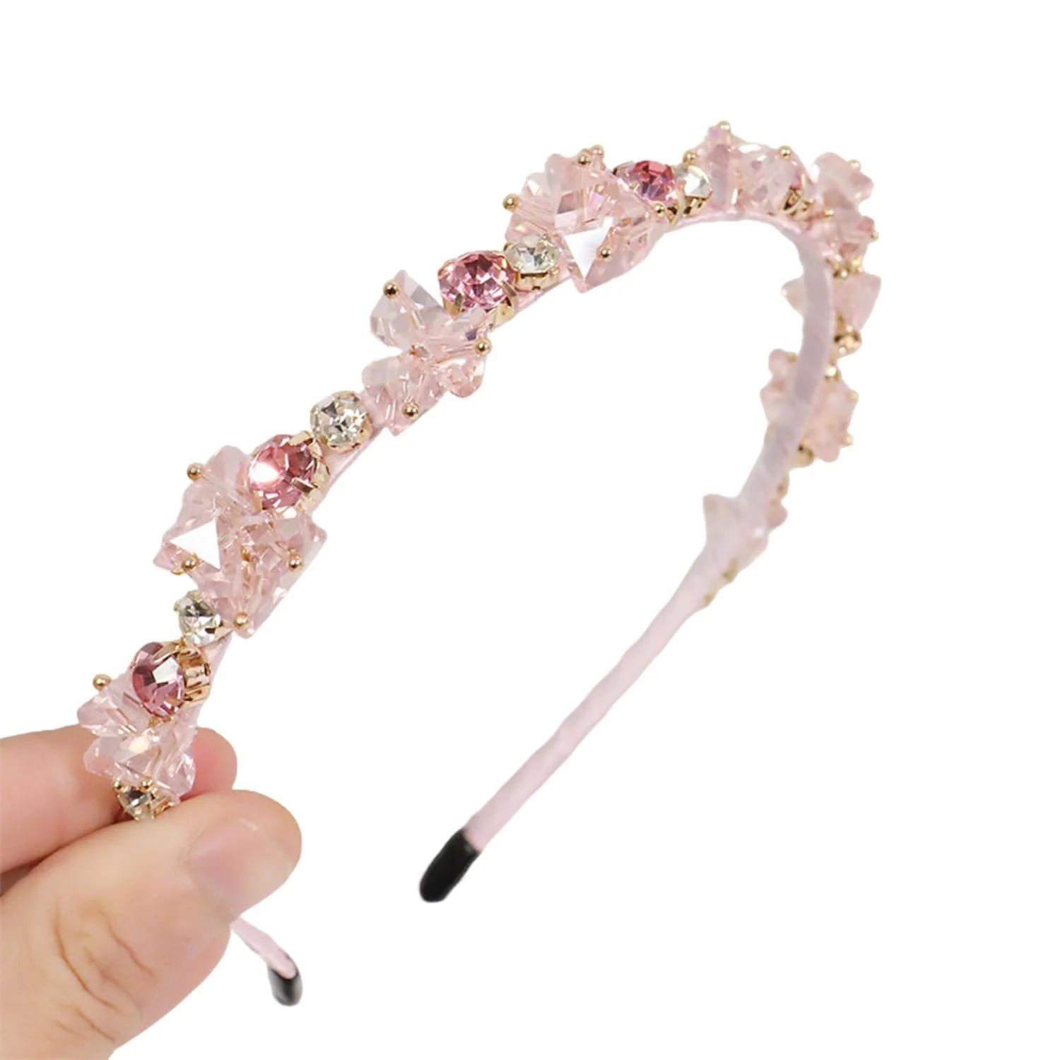 Жіночий Обруч для волосся з рожевими кристалами, фото №4