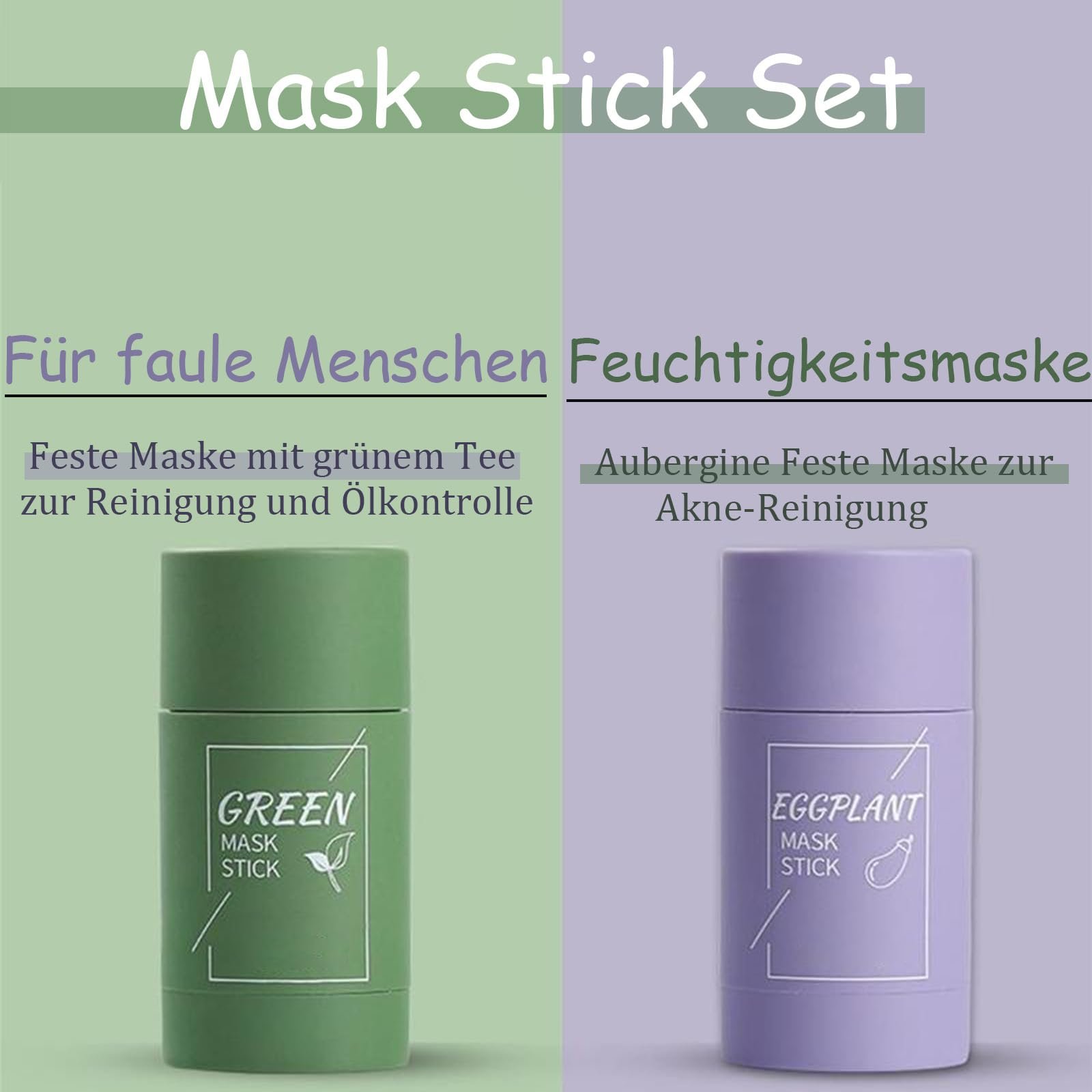 Маска-стік Soleneva Green, Баклажан та Зелений Чай Очищуюча, 2 шт, фото №5