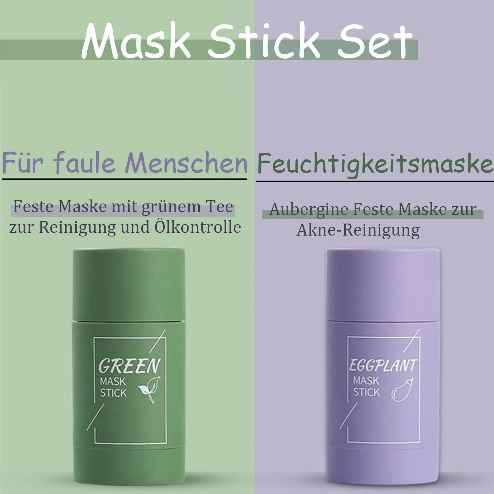 Маска-стік Soleneva Green, Баклажан та Зелений Чай Очищуюча, 2 шт, фото №5