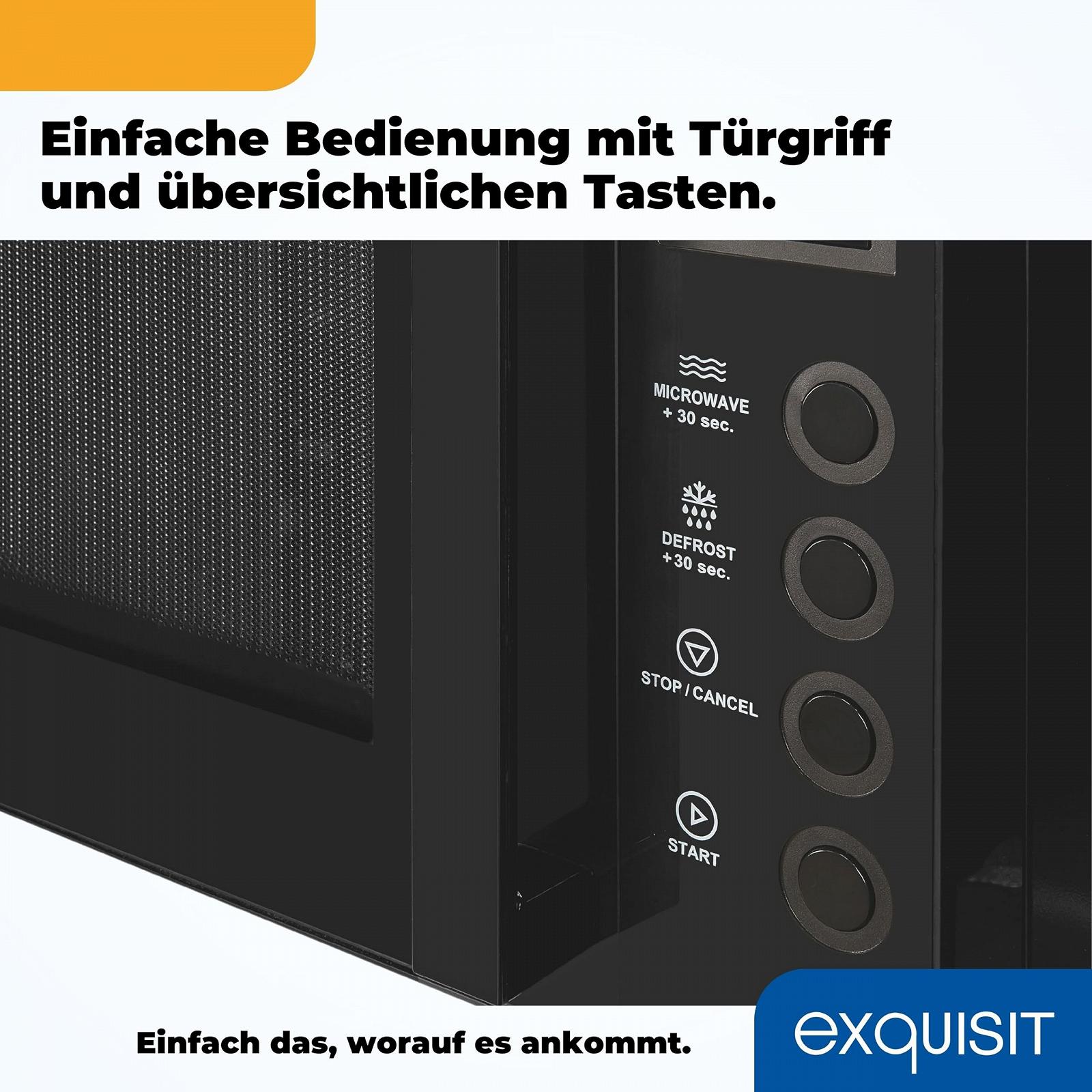 Мікрохвильова піч Exquisit MW7020-F-030DI 700 W 20 L 5 рівнів потужності Black, фото №10 Мікрохвильова піч Exquisit MW7020-F-030DI 700 W 20 L 5 рівнів потужності Black, фото №10