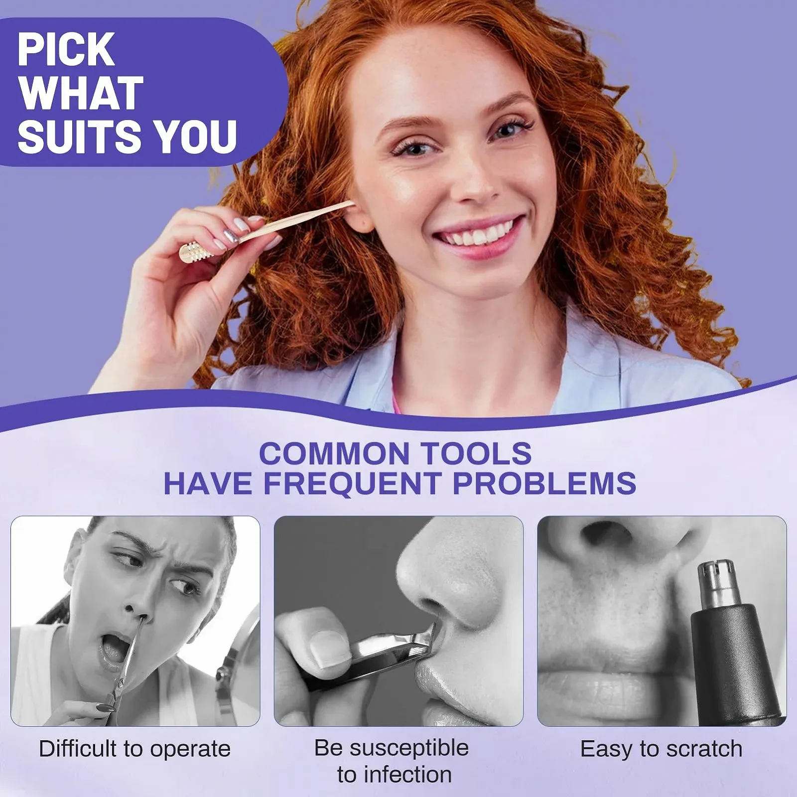 Тример Miioto для носа Подвійний 2-в-1 з вушним стрижнем без живлення 10 шт., фото №4