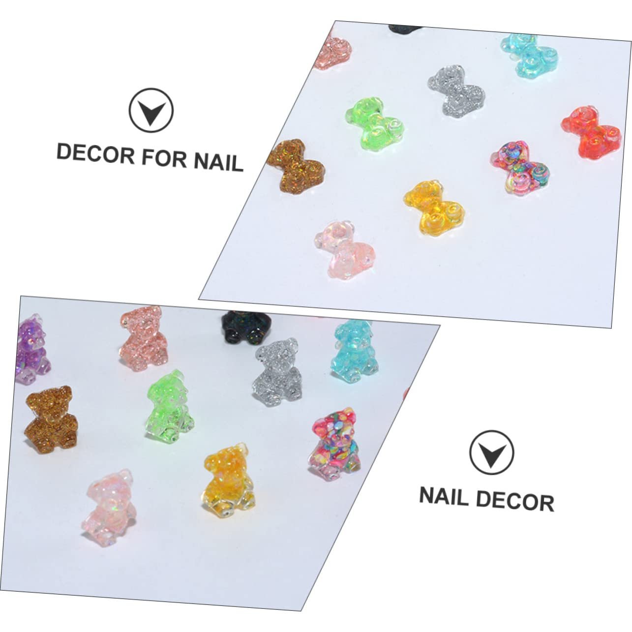 Ведмедики (100 шт.) Желейні ведмедики, желейні стрази, підвіски для нігтів, гумові цукерки, смола, фото №3