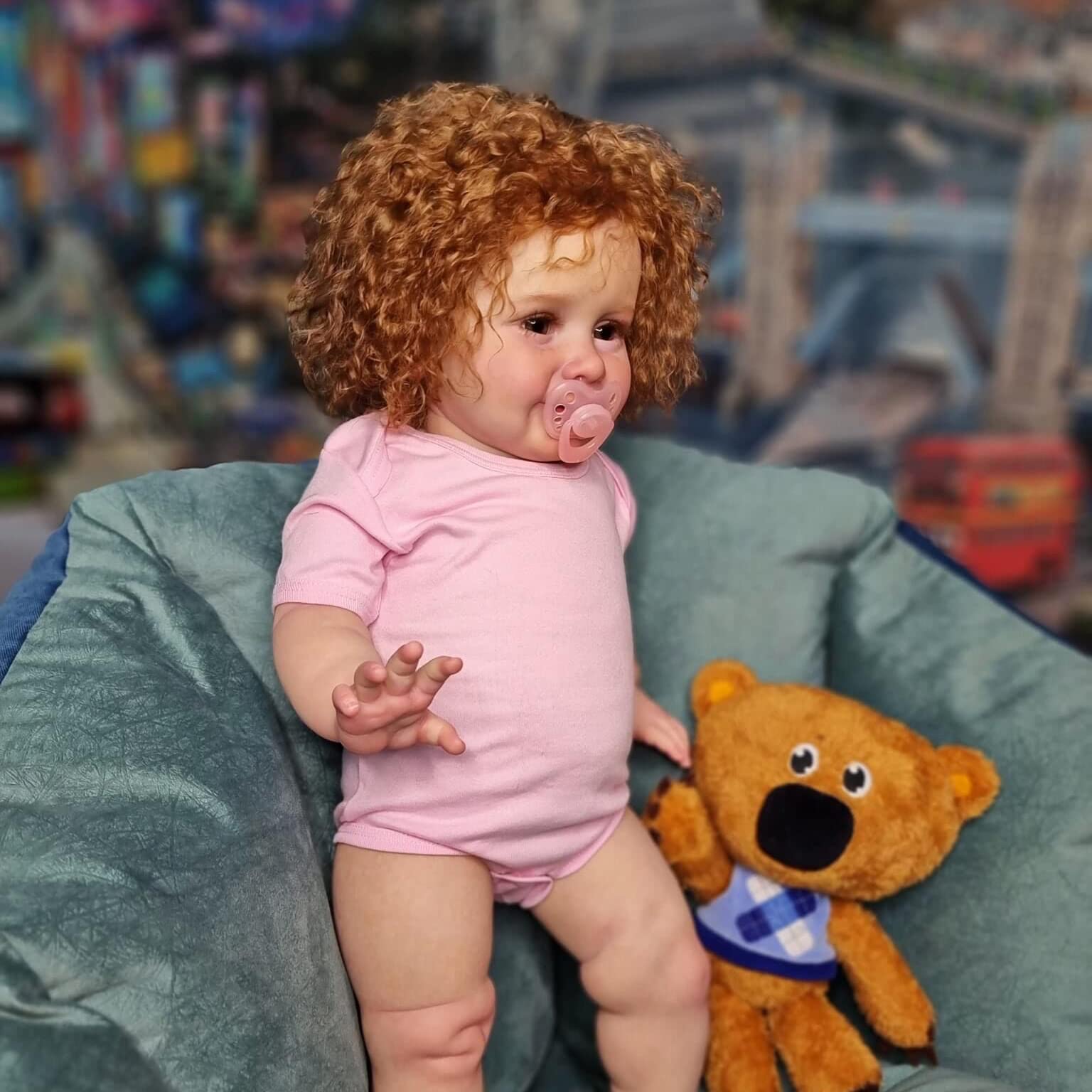 Кукла Anano Reborn Baby Lifelike 60 см Reborn Boy Size Reborn Toddler Dolls Lifelike Baby Dolls с красными кудрявыми волосами, фото №6